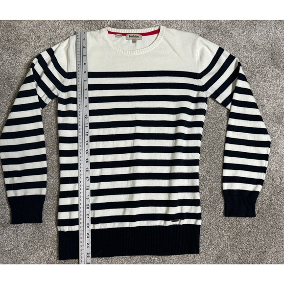 Barbour Pima Cotton Stripe Sweater Navy/Cream US Size 8/UK Size 12 - Picture 6 of 10